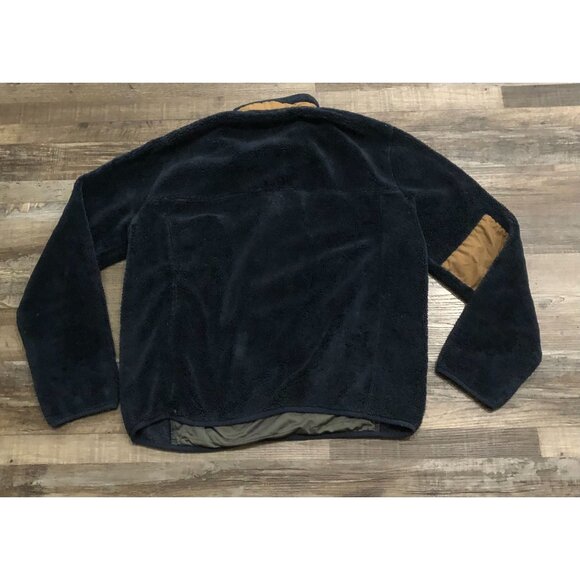 LL Bean Adult Large Navy Blue Deep Pile 1/4 Button Fleece Pullover - Picture 3 of 5